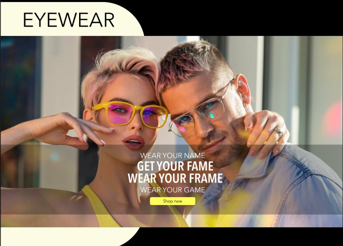 Twenty2 eyewear storefront hero with two models in bold frames and the line Get your fame, wear your frame