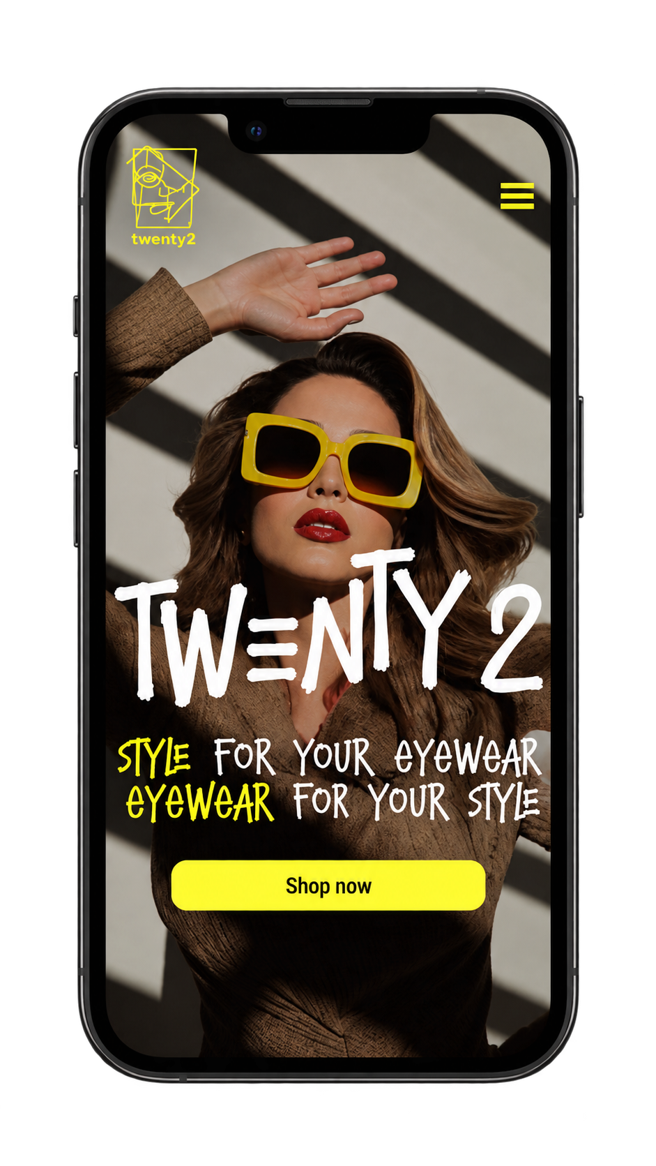 Twenty2 home screen on a phone, shown separately with the background removed