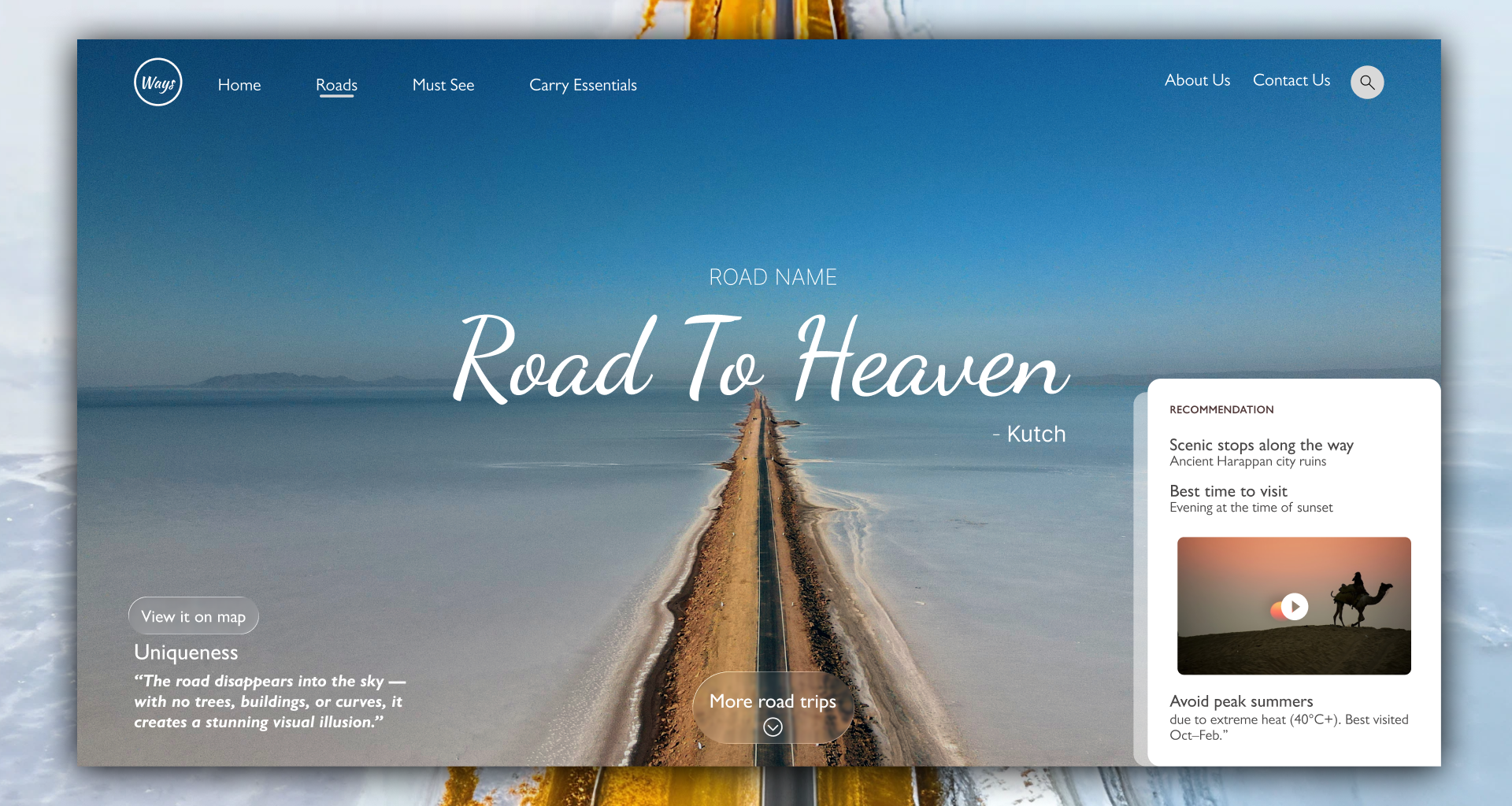 Ways road trip experience concept
